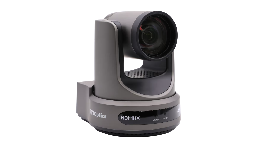 PTZOptics Move 4K PTZ camera with AI auto tracking, front view