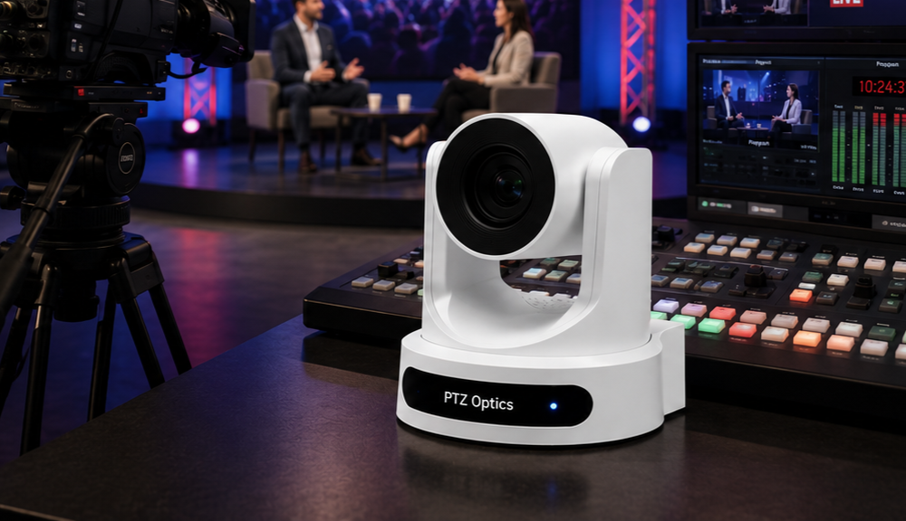 Broadcast production studio AV solution architecture with PTZOptics and Blackmagic Design